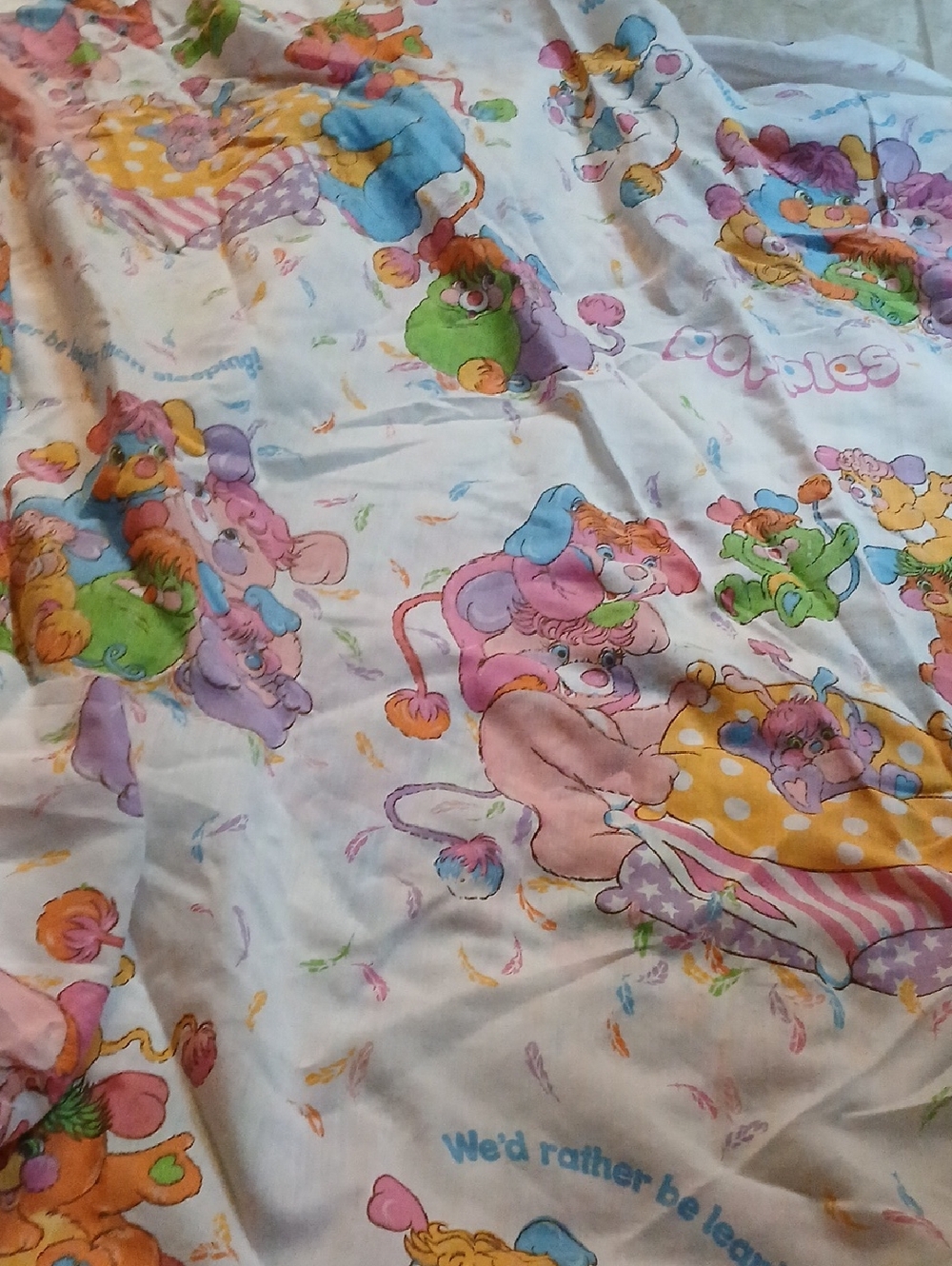 Children's Colorful Cartoon Bedding Sheet - Multicolor Popples Twin Flat Sheet